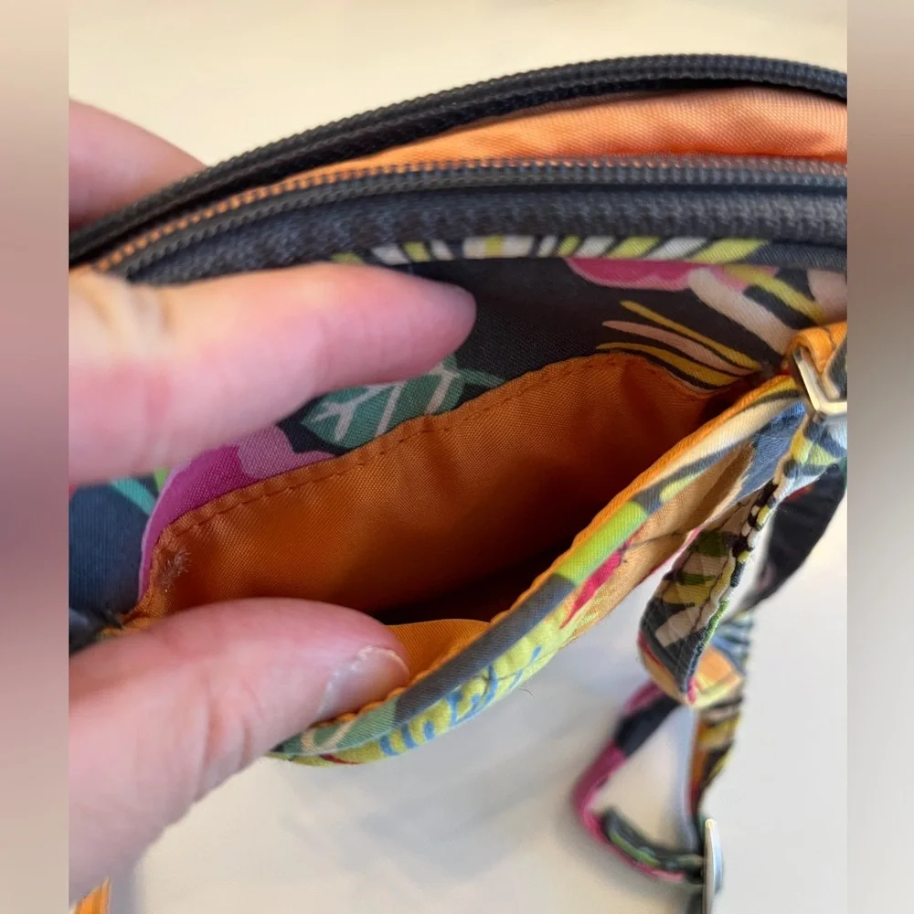 Vera Bradley crossbody bag gray floral bright adjustable straps